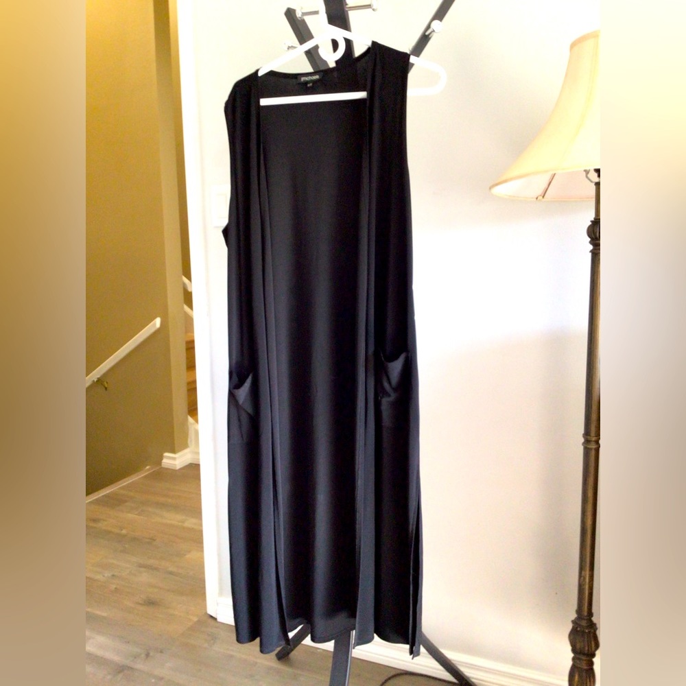 Long black duster vest